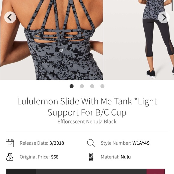 EUC! Efflorescence Nebula blackLULULEMON SLIDE WITH ME TANK - Picture 3 of 8